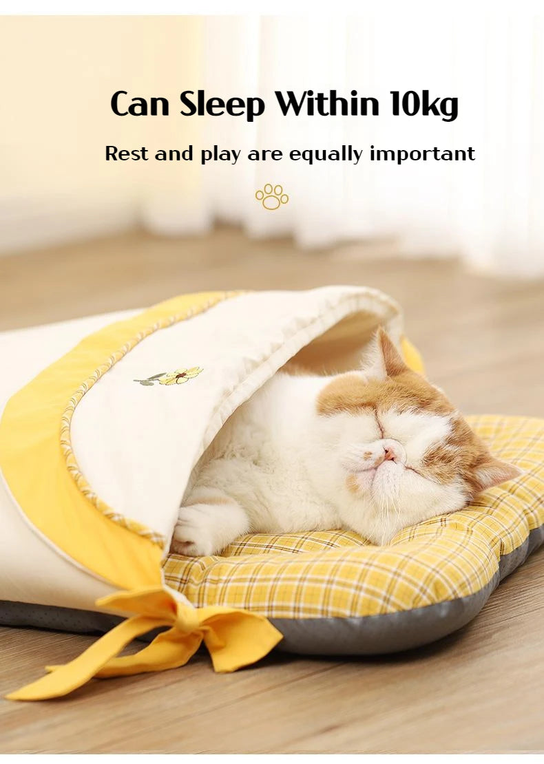 New Pet Bed Comfortable Cat Bed Dog House Cute Pet Tent Deep Sleep Plush Kennel Warm Pet Sofa Bed Pet Supplies