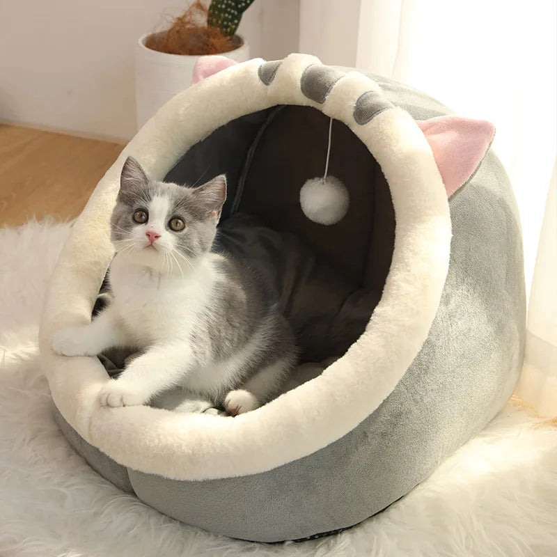 Cama para gatos para dormir profundo, cama para mascotas de dibujos animados, plegable, extraíble y lavable, cama para dormir para mascotas, bolsa para esterilla para perros pequeños, cama para gatos cueva