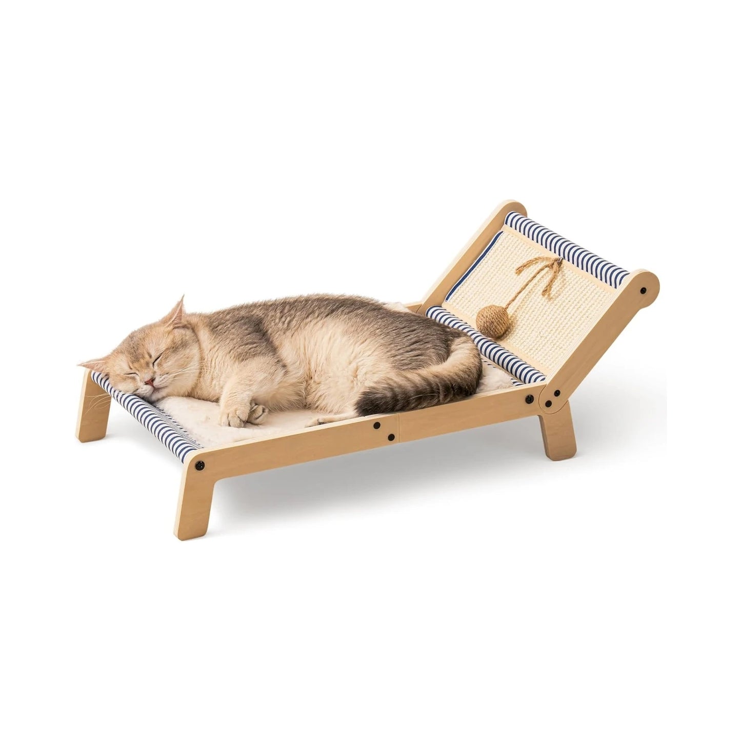 Mewoofun-Silla de playa para gatos, cama elevada para gatos con rascador de Sisal, Mini silla de playa con estera, casa nido para dormir, verano, todas las estaciones