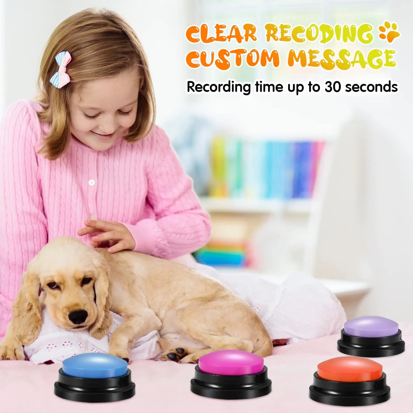 Voice Recording Button Pet Toys Dog Buttons for Communication Pet Training Buzzer Recordable Talking Button Intelligence Toy