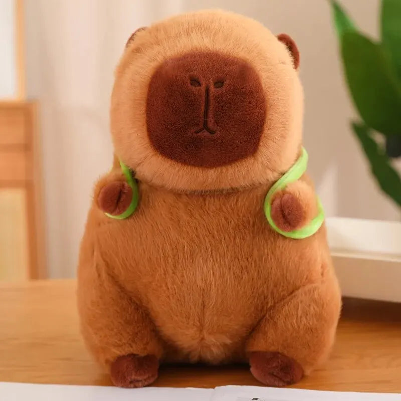 Capybara en peluche mignon Kawaii, avec sac de tortue, casquette de fraise, animaux en peluche, cadeau pour enfants, décoration de la maison