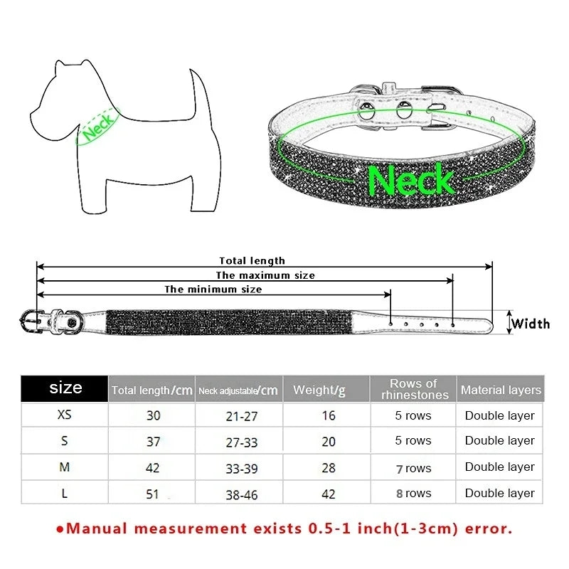 Suede Fiber Crystal Dog Collar Comfortable Glitter Rhinestone Dog Collars Zinc Alloy Buckle Collar for Small Dogs Cats XXS-L