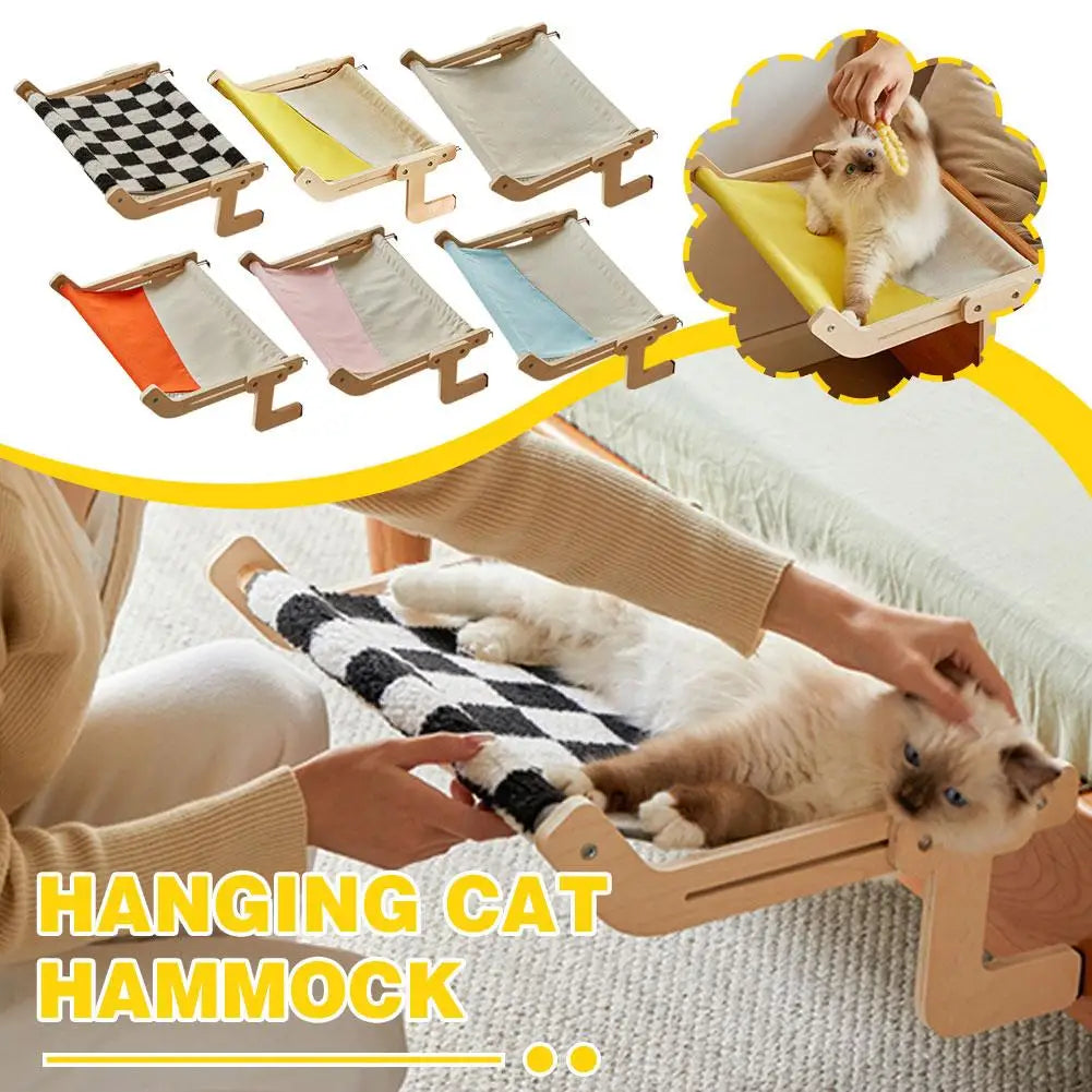 Hamaca colgante para gatos, sofá de madera, muebles para casa, respaldo acogedor para interiores, cajones soleados, cama, asiento para ventana de gato, silla para dormir junto a la cama F1F5