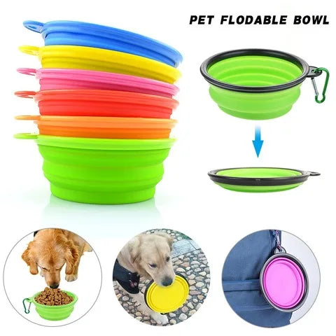 Grand bol pliable en Silicone pour animaux de compagnie, 350/1000ml, pour chien, voyage en plein air, Portable, récipient de nourriture pour chiot, bol d'alimentation