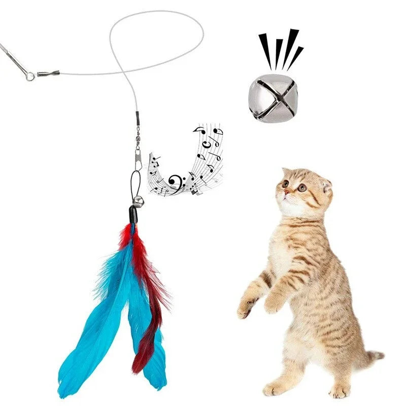 Ensemble de jouets en plumes de chat de remplacement, 11 pièces, tête de remplacement, bâton rétractable pour chat, produits pour chats