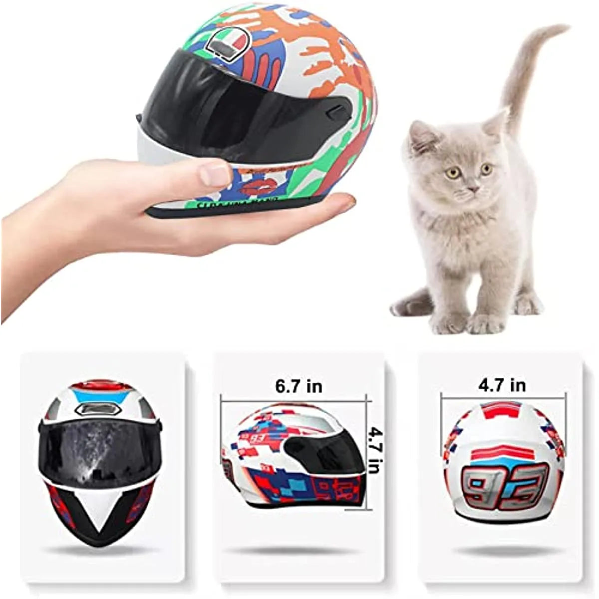 Casco integral para motocicleta para mascotas, mini cascos para perros y gatos, sombrero seguro para proteger la cabeza al aire libre, accesorios para fotos de gatos y mascotas