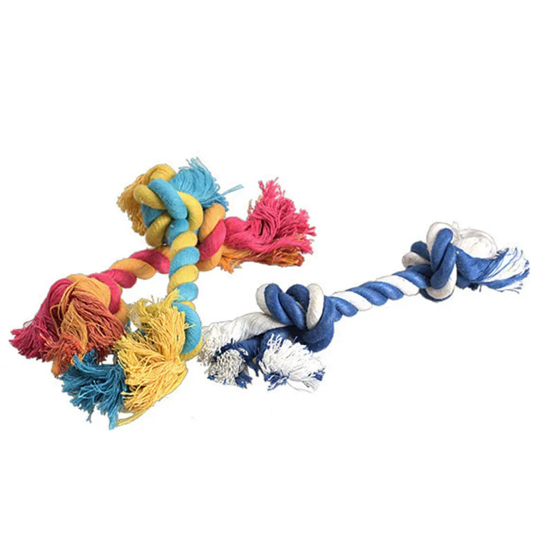 1 pièces animaux de compagnie chiens fournitures pour animaux de compagnie chien chiot coton mâcher noeud jouet Durable tressé os corde 18CM outil drôle (couleur aléatoire)