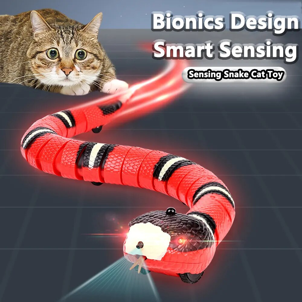 Juguete eléctrico inteligente interactivo para gatos y serpientes con sensor, juguetes interactivos automáticos para gatitos y mascotas, divertido juego de inducción, juguete para gatos serpiente complicado