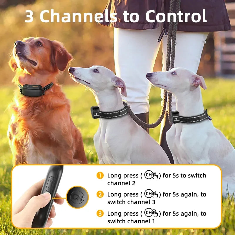 ROJECO-Collar de entrenamiento eléctrico para perro, Control remoto recargable Digital, IPX7, vibrador resistente al agua, Collar antiladridos para perros