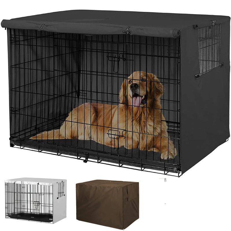 210D Oxford Pet Dog Kennel Cover Dustproof Durable Dog Cage Dust Cover Outdoor Foldable Universal Dog Cage Accessories