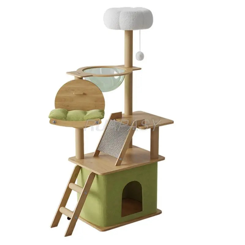 Plataforma de salto para gatos grande, juguetes de árbol para gatos de varios niveles, poste de condominio, nido de percha acogedor, torre rascadora, árbol trepador para cama de gato