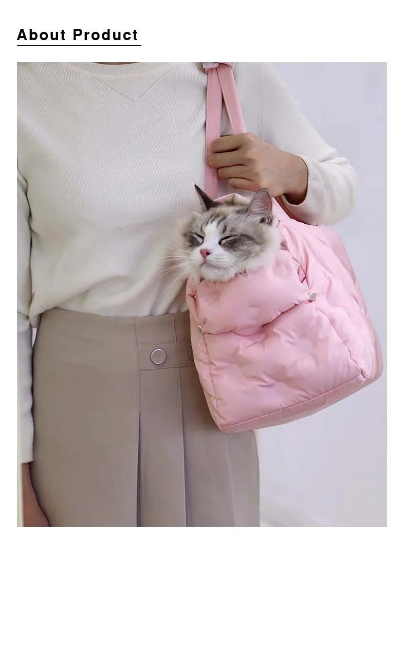 Winter Pet Bag Cat Carrier Travel Portable Warm Puppy Shoulder Bags Dog Kitten Pet Items Down Backpack For Small Dog