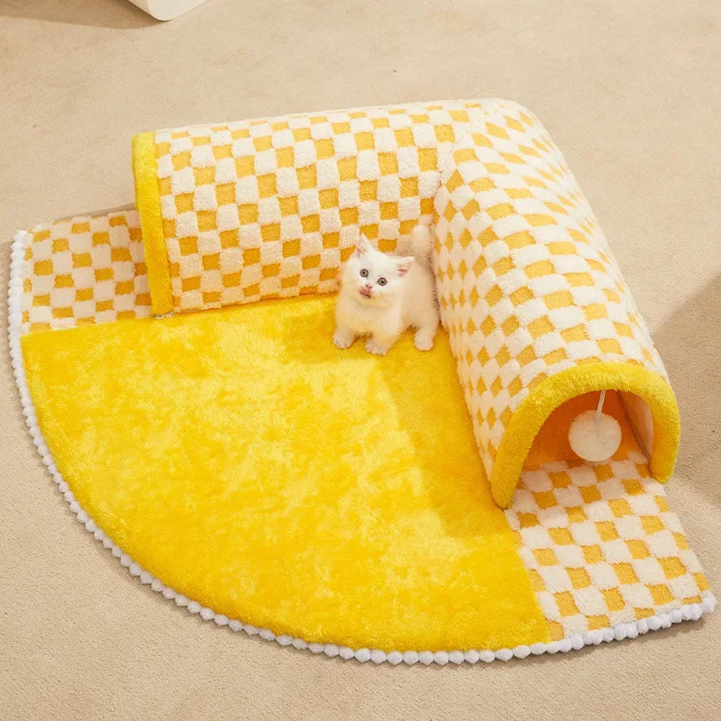 Tunnel Cat Nest Winter Warm Removable Washable Bed Cat Shelter Closed House Autumn and Winter Mat Pet Supplies Accessories