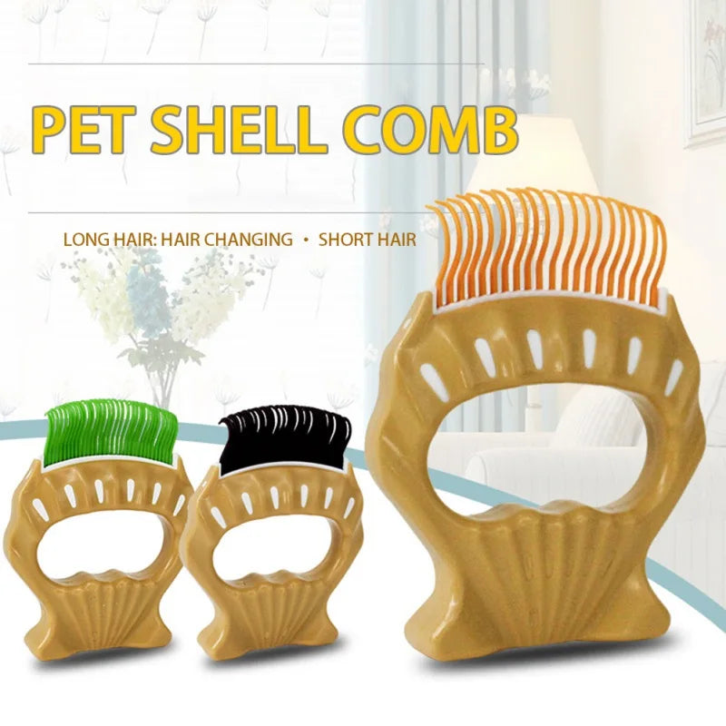 Peine para gatos, cepillo de masaje para mascotas, mango en forma de concha, herramienta de masaje para el cuidado de mascotas, para eliminar pelos, accesorios de limpieza para gatos y perros