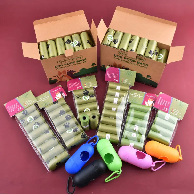 Bolsa de basura Biodegradable para mascotas, 1/42 rollos, bolsas para excrementos de perro, Bolsa para popó perfumada a granel, bolsas de desechos degradables para gatos, dispensador de excrementos de perro