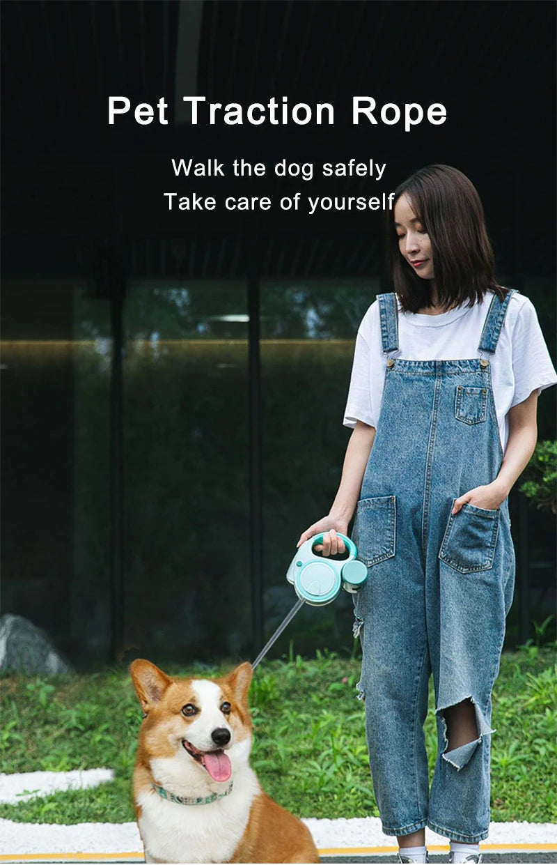 3/5M Dog Leash Retractable LED Leash for Small Medium Dogs Roulette Nylon Dog Collar Extension With Poop Dog Accessories