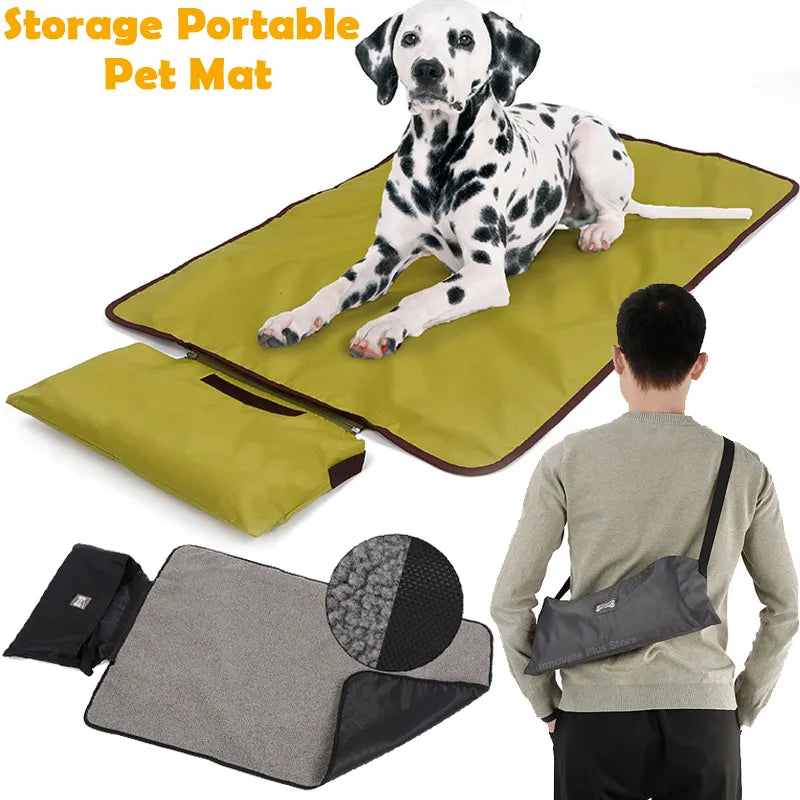 Manta portátil cálida de invierno para perros, estera plegable lavable para dormir con correa para perros, accesorios de viaje para acampar, cama