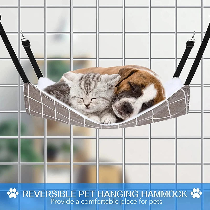 Hamac suspendu pour chat avec sangles réglables, Cage Double face pour animaux de compagnie, lit suspendu, coussin de repos pour petits animaux de compagnie