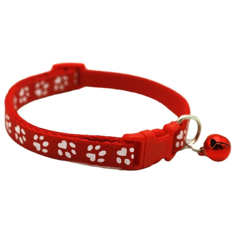 Collar para mascotas con campana, huella de dibujos animados, accesorios coloridos para perros, cachorros y gatos, Collar para gatito, campana de seguridad ajustable, Collar para mascotas