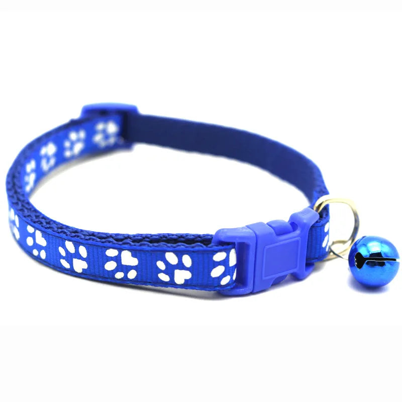 Collar para mascotas con campana, huella de dibujos animados, accesorios coloridos para perros, cachorros y gatos, Collar para gatito, campana de seguridad ajustable, Collar para mascotas