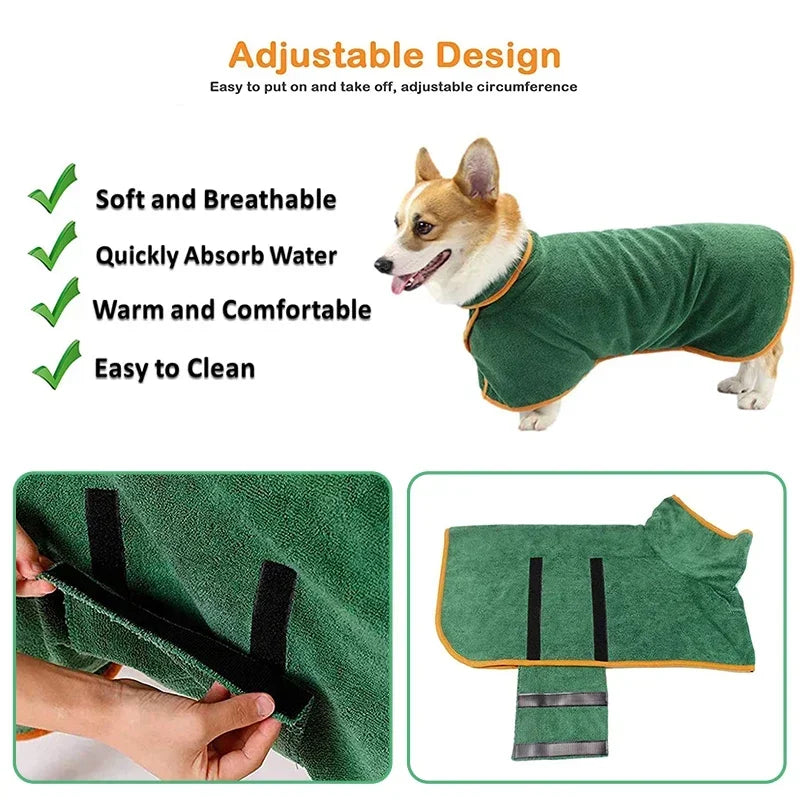 Albornoz para perros, abrigo de secado para mascotas, ropa de microfibra, toalla de playa absorbente para perros grandes, medianos y pequeños, accesorios para perros de secado rápido