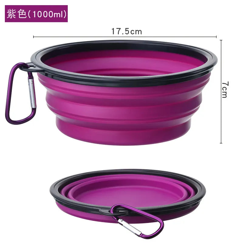 Cuenco de silicona plegable grande para perros y mascotas, contenedor de comida portátil para viajes al aire libre, alimentador, plato, accesorios, 350/1000ml