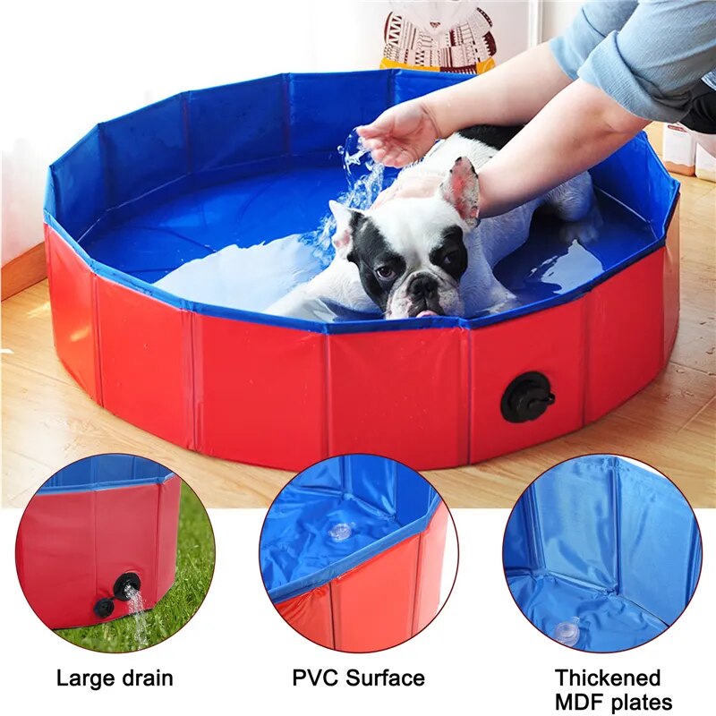 Piscina plegable para perros, piscina de bolas para niños, interior, exterior, verano, baño fresco, bañera de lavado, 60-80 cm de diámetro, accesorios portátiles para bañera de baño para mascotas