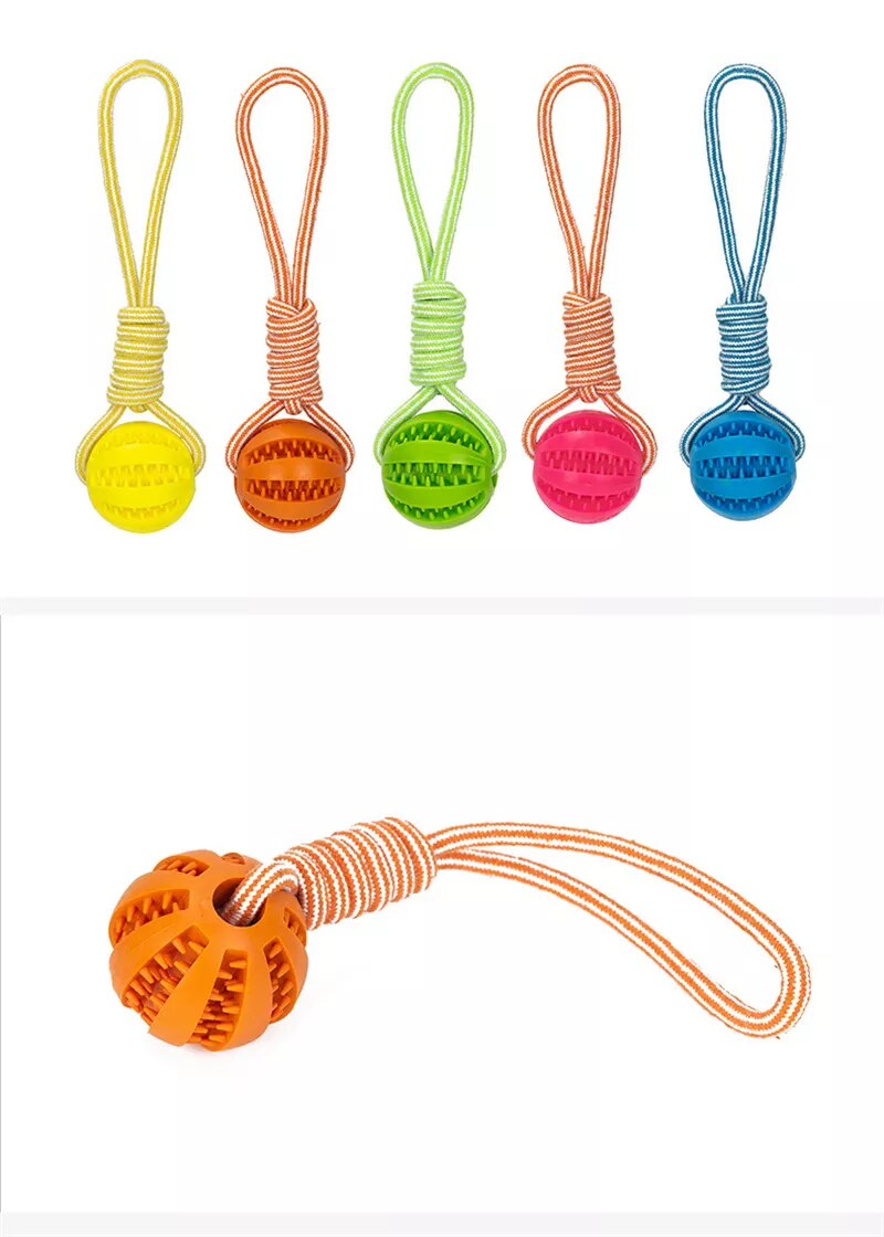 Juguetes para perros, bolas interactivas de cuerda de cáñamo, bolas de goma con fugas para perros pequeños, juguetes resistentes a mordeduras, Limpieza de dientes para mascotas