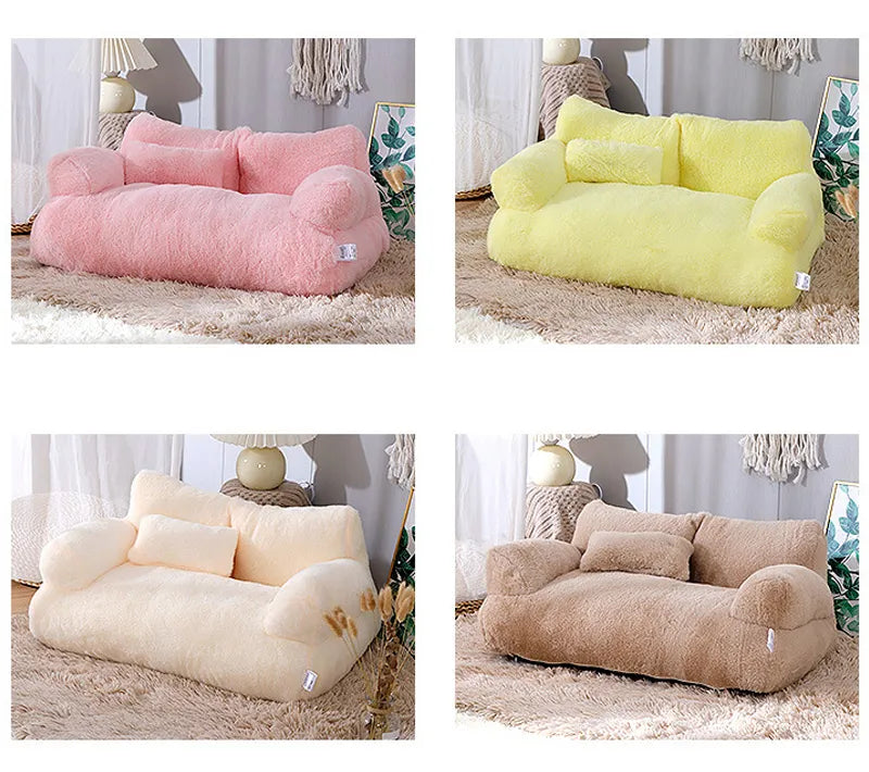 Cama de lujo para gatos, sofá cálido supersuave para perros pequeños, gatos, desmontable, lavable, antideslizante, cama para dormir para gatitos y cachorros, suministros para mascotas