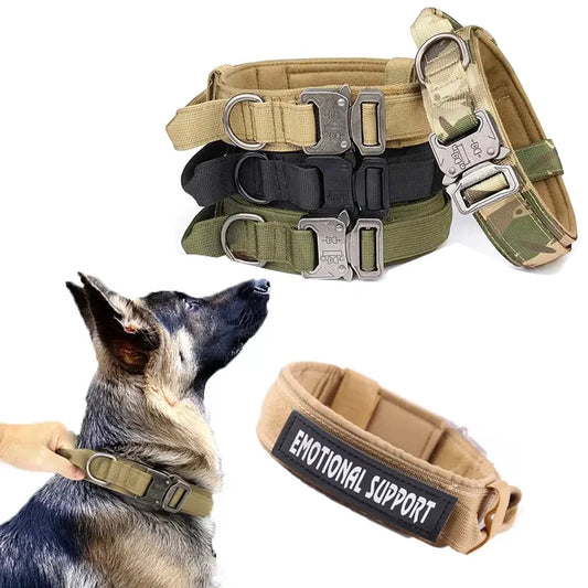 Collar táctico para perro policía, militar, ajustable, nailon duradero, Shepard alemán para entrenamiento de caminatas medianas y grandes, accesorios para mascotas