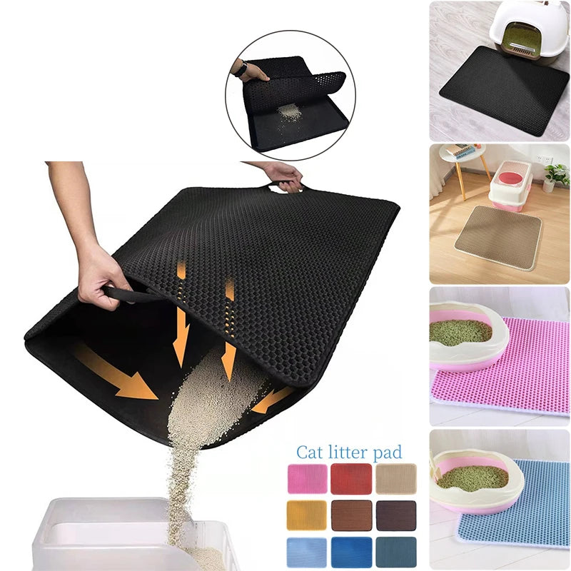 Tapis de litière EVA Double couche pour chat, imperméable et antidérapant, filtre de bassin de sable, matelas lavable pour chaton et chien, tapis de sol, fournitures de nettoyage pour animaux de compagnie