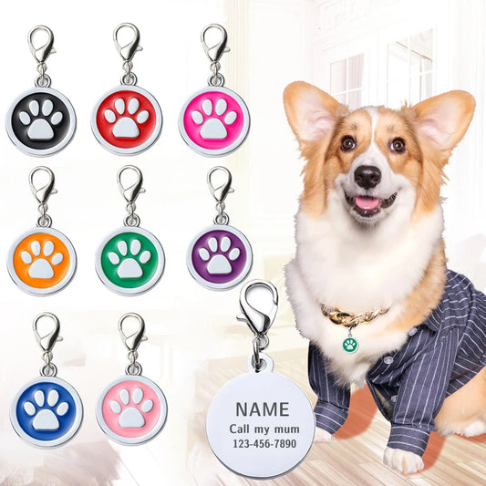 Customizable Dog Collar Address Tags for Dogs Medal with Engraving Name Kitten Puppy Accessories Personalized Cat Necklace Chain