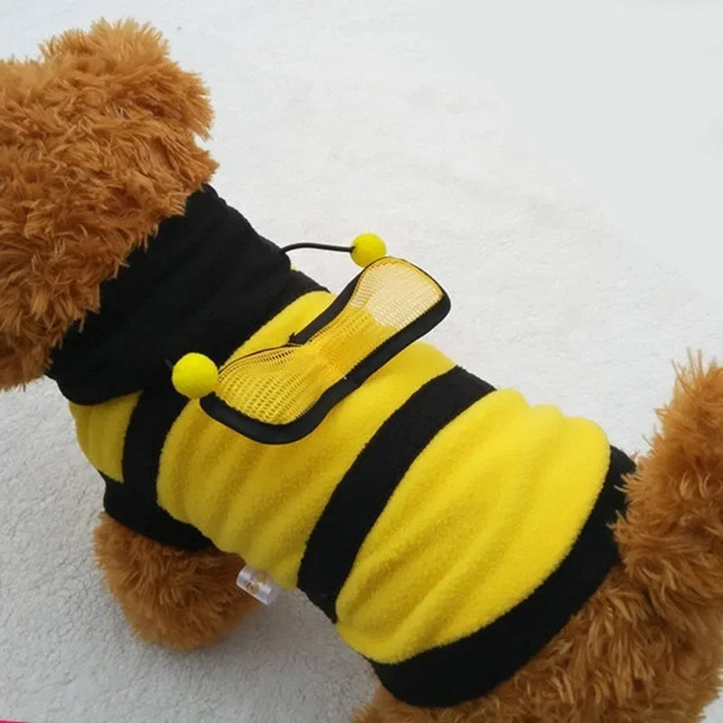 Abeja mascota cachorro abrigo ropa traje ropa de lana perro gato Sudadera con capucha disfraz de Halloween Cosplay suéter sudaderas con capucha para perros