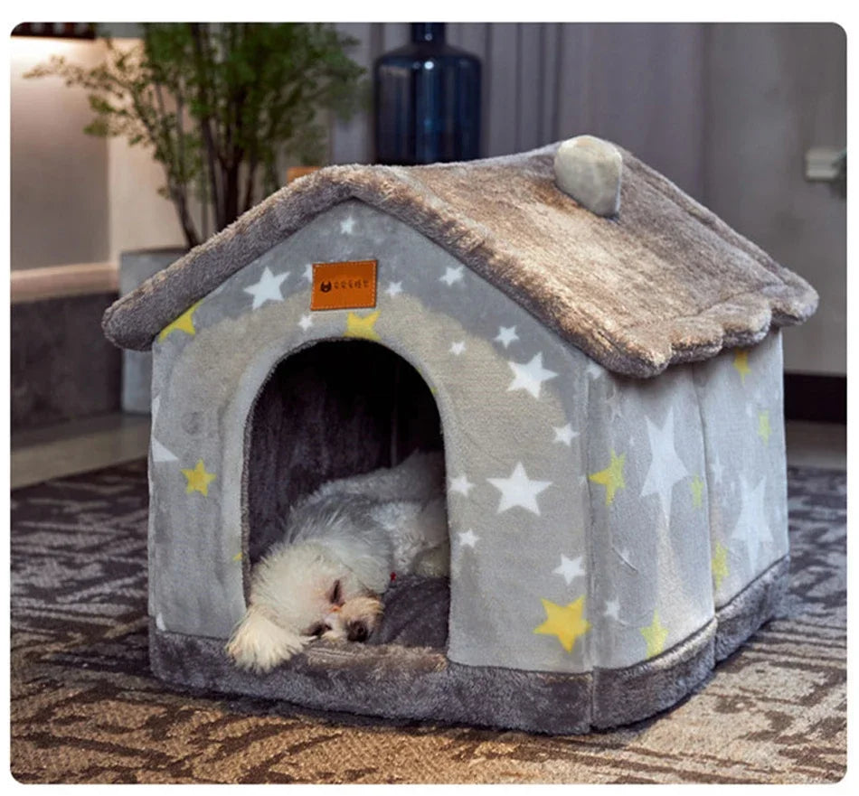 Pet Foldable House Kennel Bed Mat Cottage for Dogs Cat Winter Warm Cozy Nest Pet Products Basket Puppy Cave Sofa