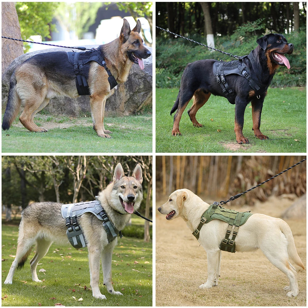 Arnés táctico para perros con asa y correa para perros, accesorios militares para perros que caminan, arnés para cachorros de perros medianos y grandes