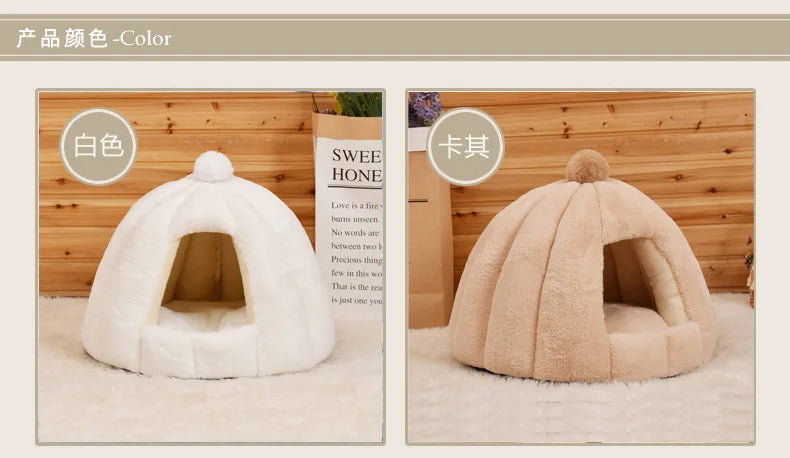 Cama cómoda y cálida para gatos, cama de invierno para gatos, casa para gatos, sofá para perros, esterilla pequeña, cueva profunda acogedora, nido interior, Gato