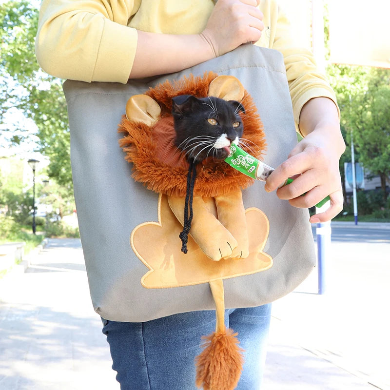 Sac à bandoulière en forme de Lion, transporteurs à côtés souples, sac en toile pour animaux de compagnie exposés pour chats et chiens, petit sac de transport pour animaux de compagnie respirant