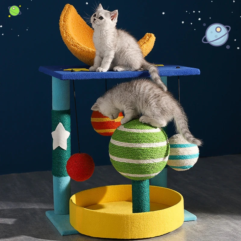 Creative Planet Trepador para Gatos, Árbol para Gatos Pequeño, Tabla Rascadora para Mascotas de Sisal Integrada, Rascadores de Torre para Mascotas, Cama de Juguete con Nido para Parque Infantil