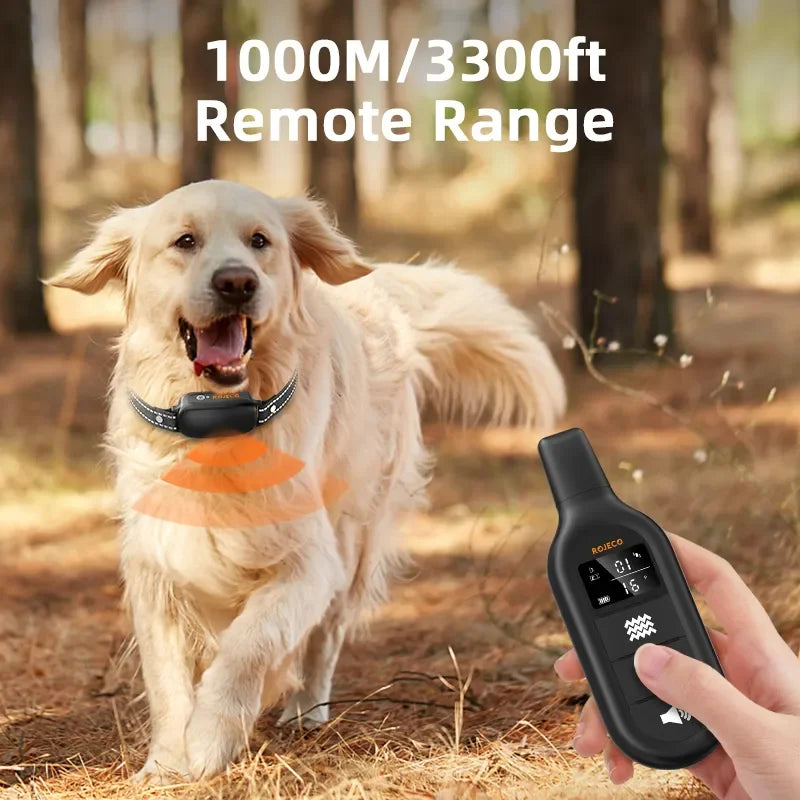 ROJECO-Collar de entrenamiento eléctrico para perro, Control remoto recargable Digital, IPX7, vibrador resistente al agua, Collar antiladridos para perros