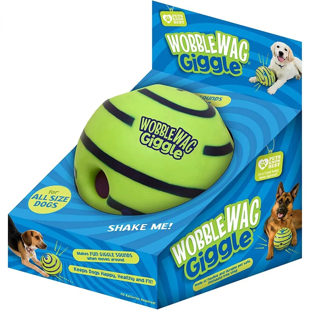 Wobble Wag Giggle Glow Ball Juguete interactivo para perros Sonidos divertidos de risa cuando se enrolla o se agita Las mascotas saben mejor como se ve en la televisión