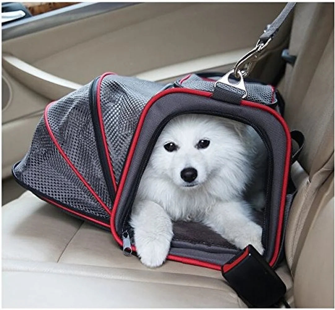 Breathable Dog Carrier Bag with Large Space for Pets Best for cats Dogs Expandable Soft Handbag for Travel and Outdoor Activitie