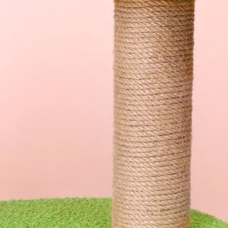 Cat Tree Towers for Large Cats, Pet Interactive Toy, Brown Green Pink Sisal Plush, Lint Flower, Tree Tower, Luxury, Game Bed