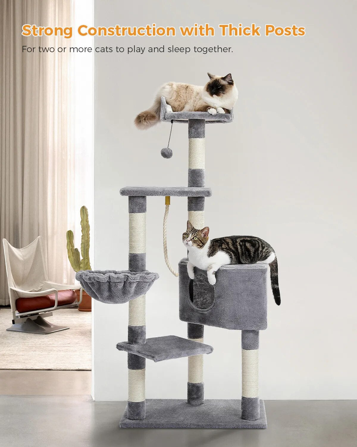 Juguetes de árbol para gatos, poste rascador para gatos, sisals naturales, torre de actividades para gatitos, soporte para condominio, muebles de lujo para gatos pequeños y medianos