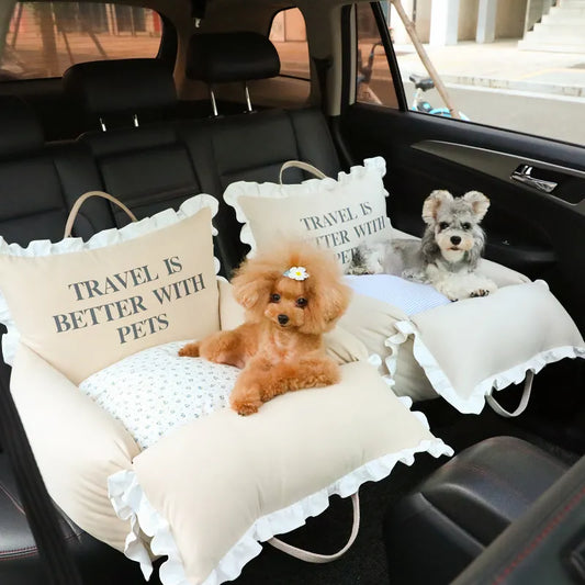 Asiento de seguridad de coche para mascotas coreano hecho a mano, paquete para gatos, perrera para coche para perros pequeños, asiento de coche para perros extraíble y lavable para las cuatro estaciones, bolsa portamascotas