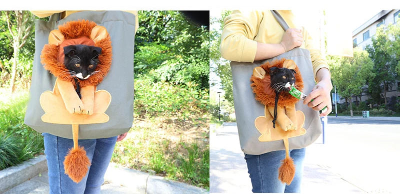 Sac à bandoulière en forme de Lion, transporteurs à côtés souples, sac en toile pour animaux de compagnie exposés pour chats et chiens, petit sac de transport pour animaux de compagnie respirant