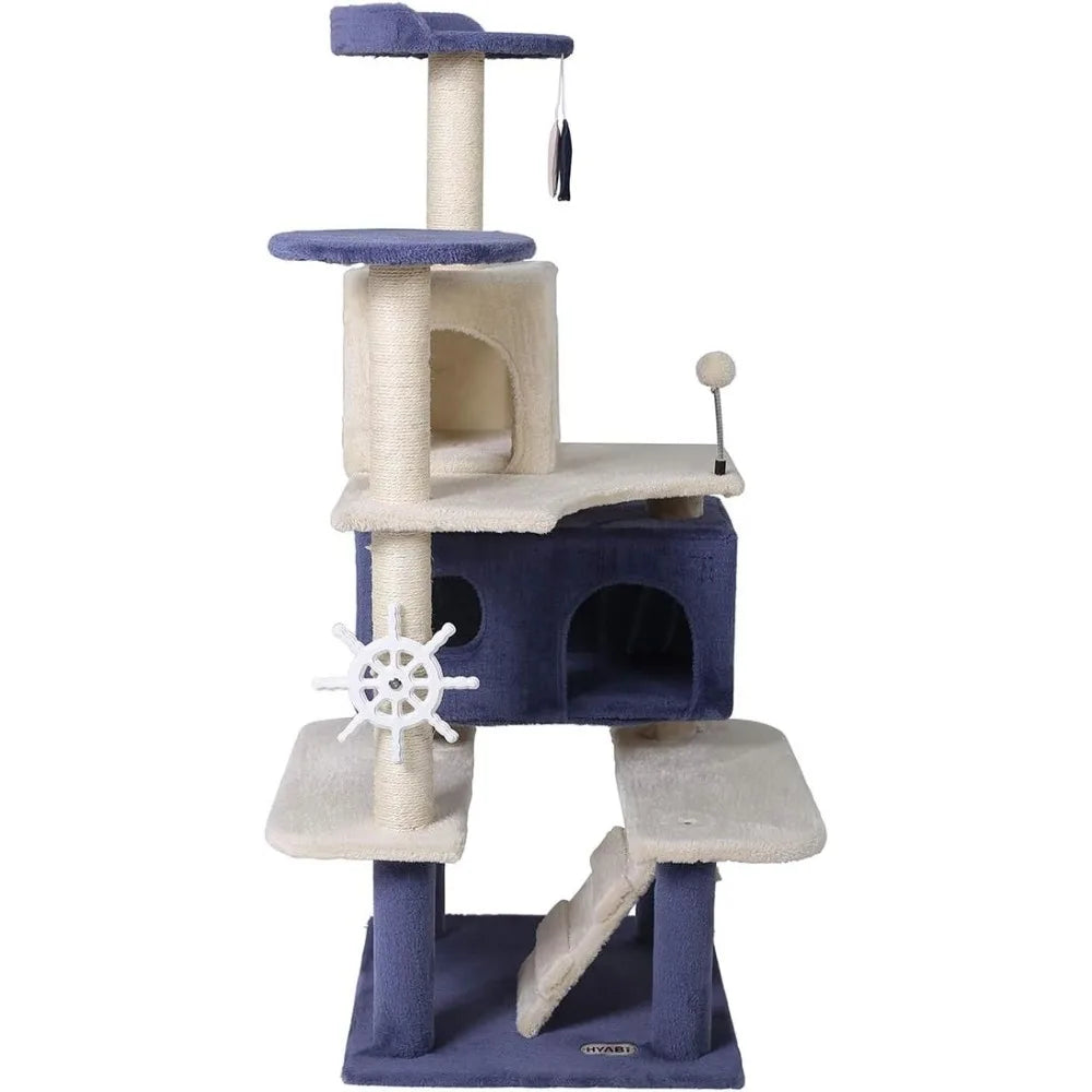 53 inch multi-storey cat tree comfortable luxury cat perching kitten activity playhouse