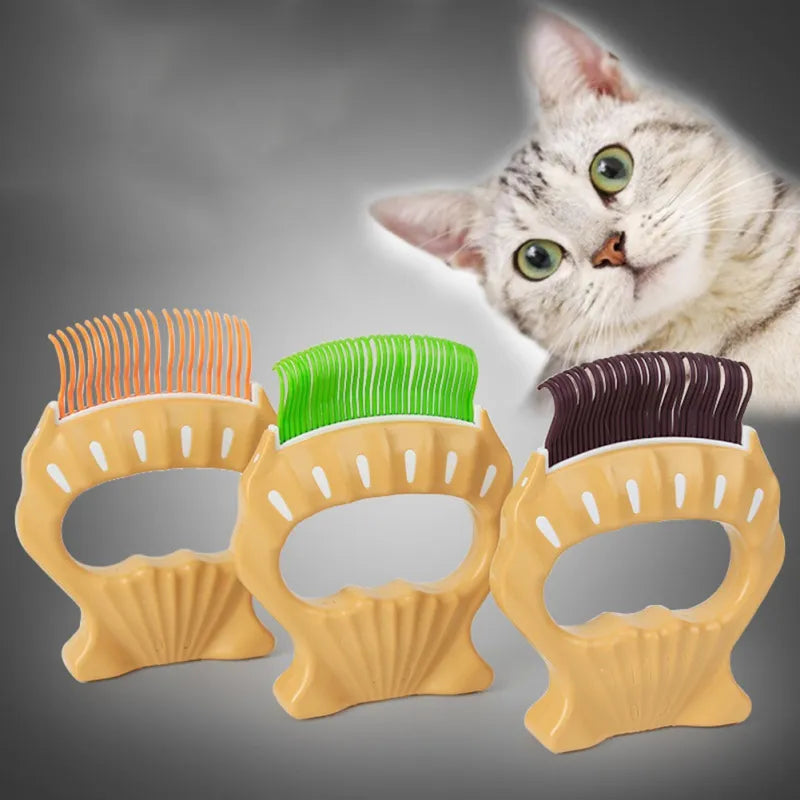 Peine para gatos, cepillo de masaje para mascotas, mango en forma de concha, herramienta de masaje para el cuidado de mascotas, para eliminar pelos, accesorios de limpieza para gatos y perros