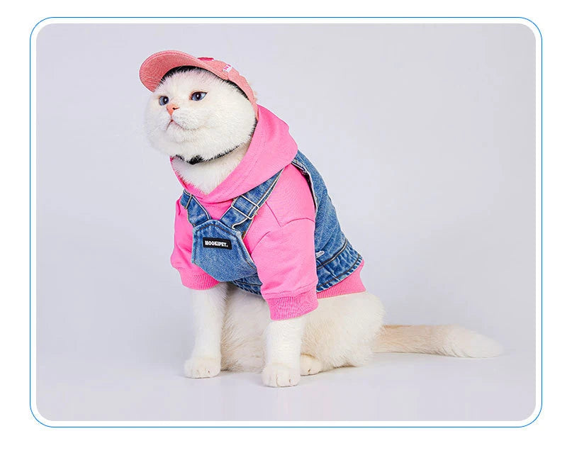 Chaleco vaquero 100% algodón para perros, mono sin mangas para gatos, ropa para cachorros de primavera y verano, estilo de moda