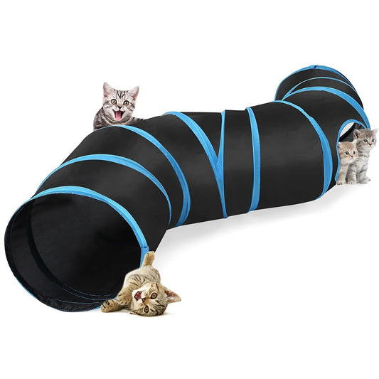 Túnel plegable para gatos de interior, túnel interactivo para conejos, juguetes para mascotas, túneles de juego para gatos, gatitos, cachorros, arrugado