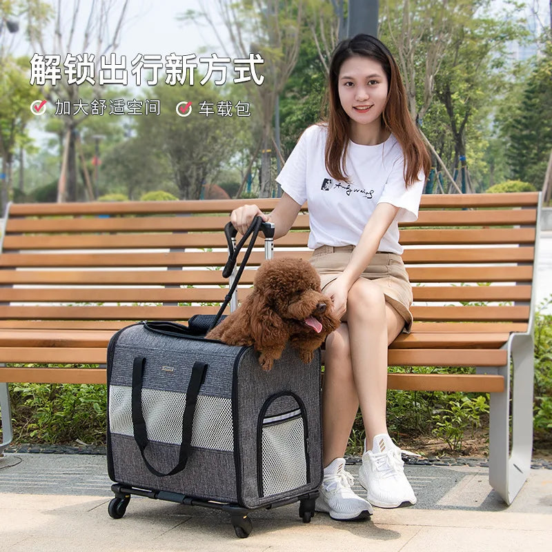 DODOPET, bolsa con carrito multifuncional para mascotas, cubierta con carrito desmontable, bolsa plegable portátil para mascotas, bolsa para perros, transportador para mascotas